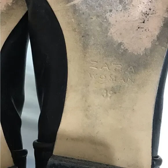 Zara Woman Black Studio Flat Ankle Zip Boots Size 39 - Picture 9 of 10